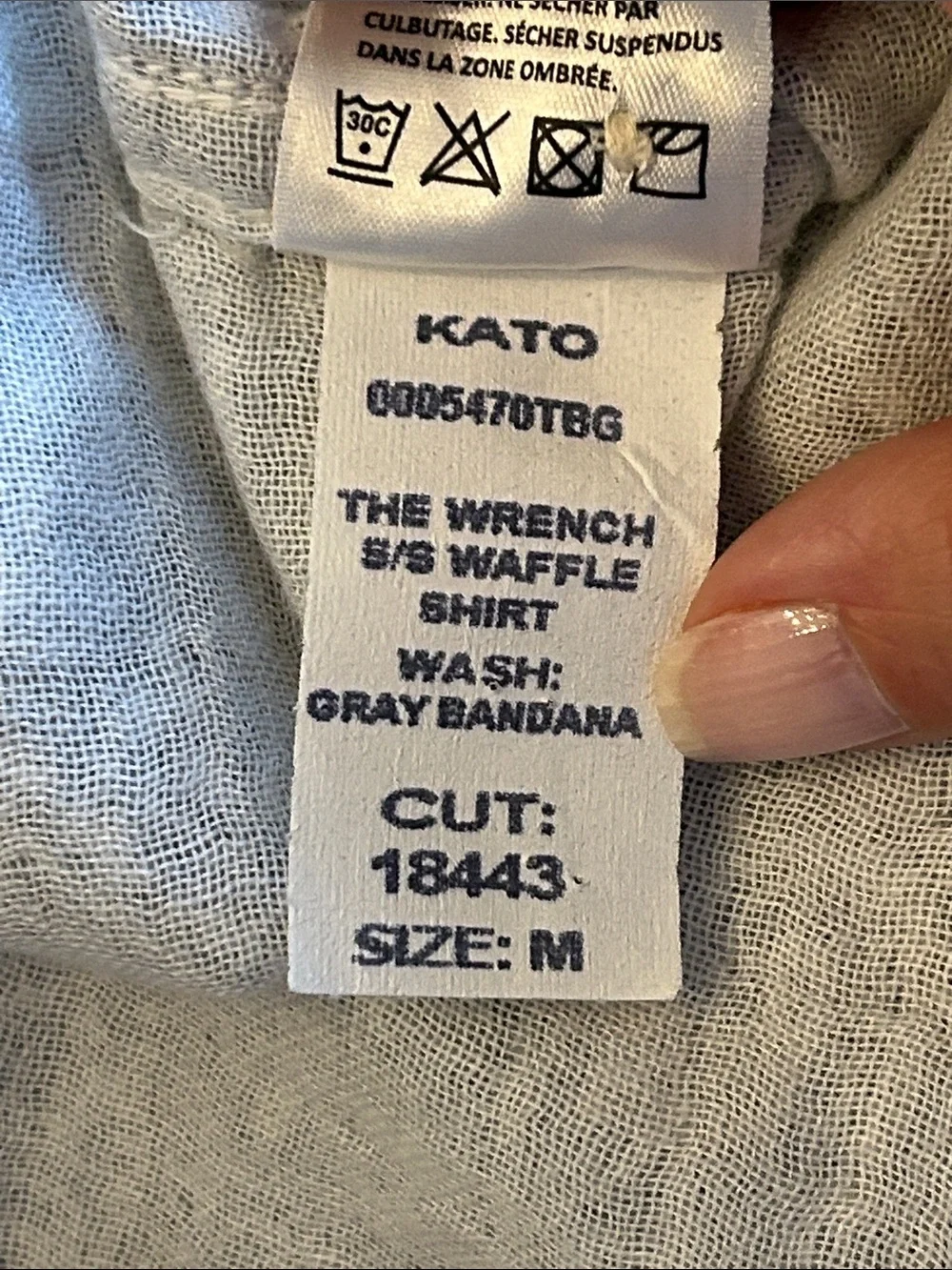 Hiroshi Kato The Wrench Waffle gray Bandana-printShort Sleeve Button-Down Shirt - Picture 10 of 10